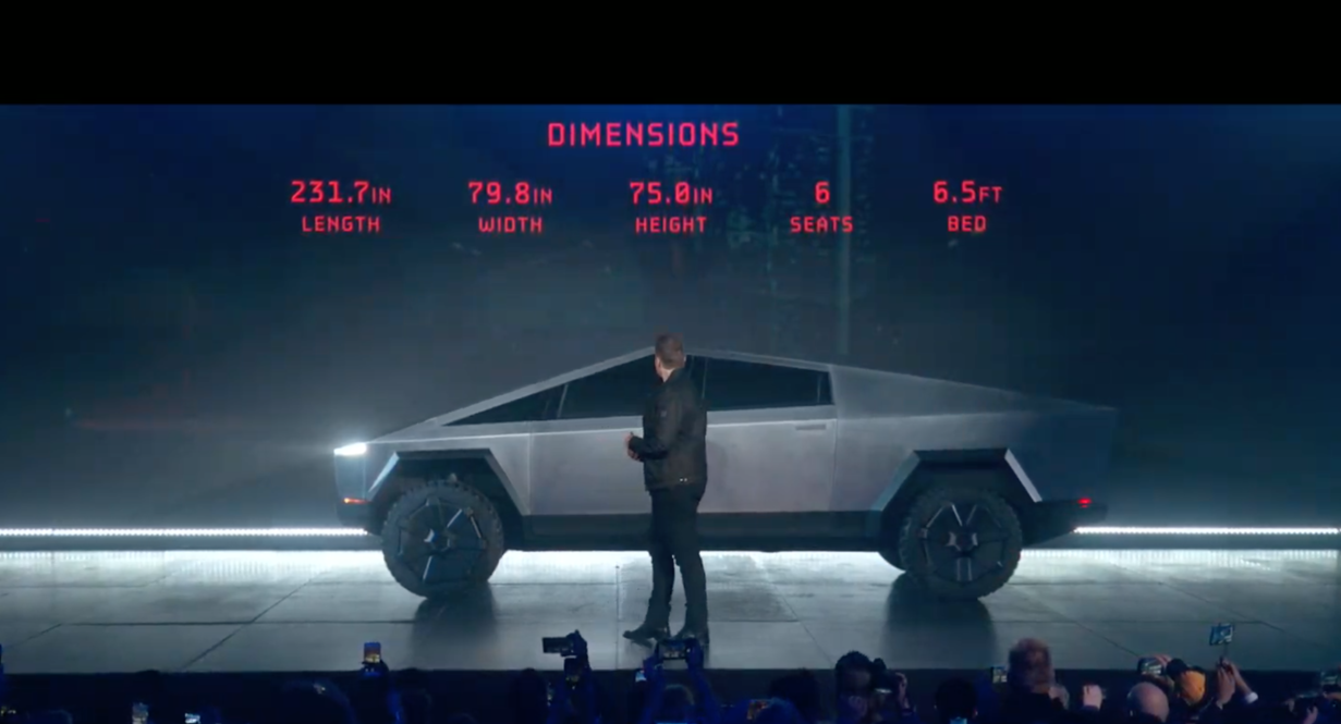 Musk Cybertruck dimensions (width + length) can be reduced without