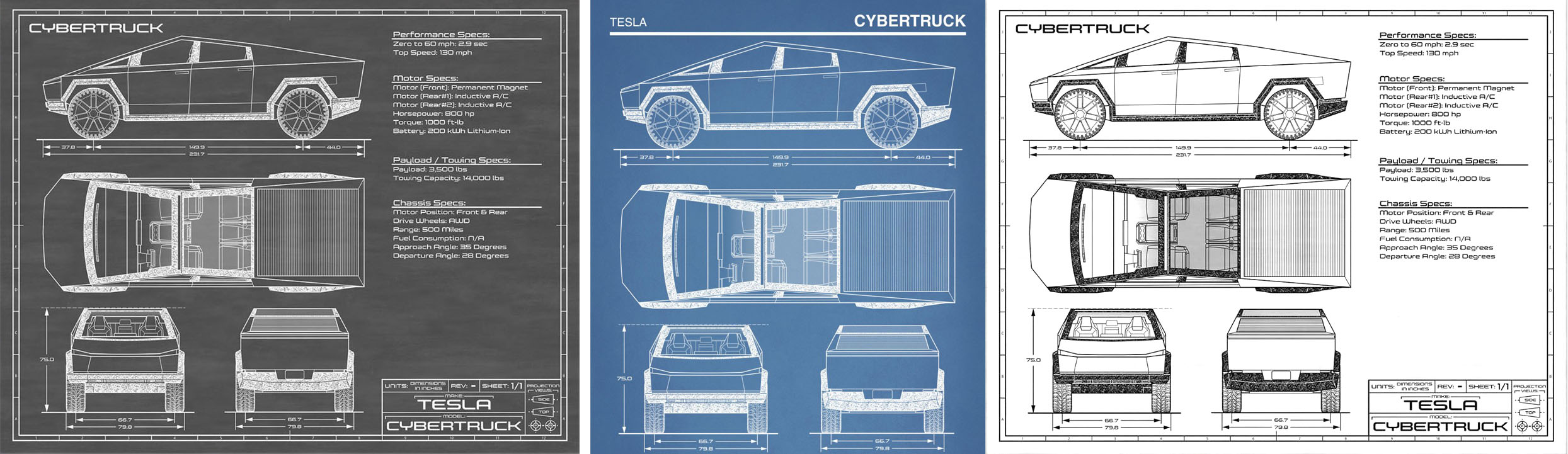 Cybertruck Concept Blueprint Art | Tesla Cybertruck Forum & Owners Club